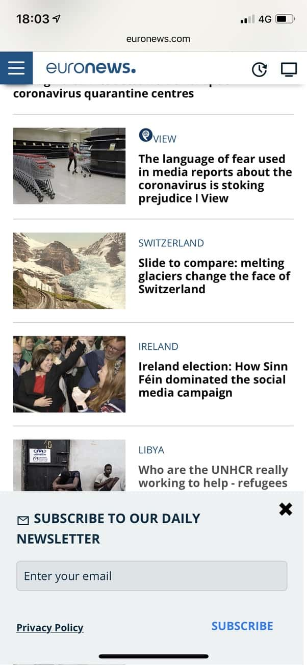 Euronews popups