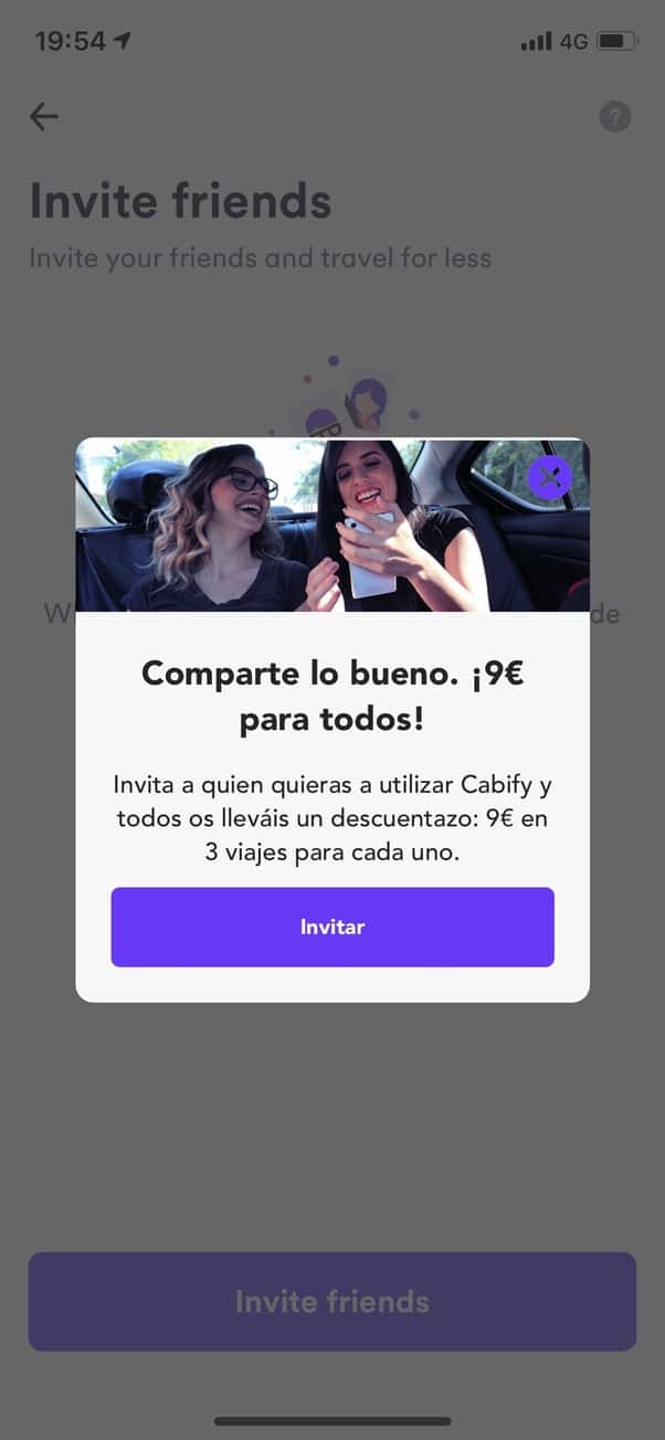 Cabify popup