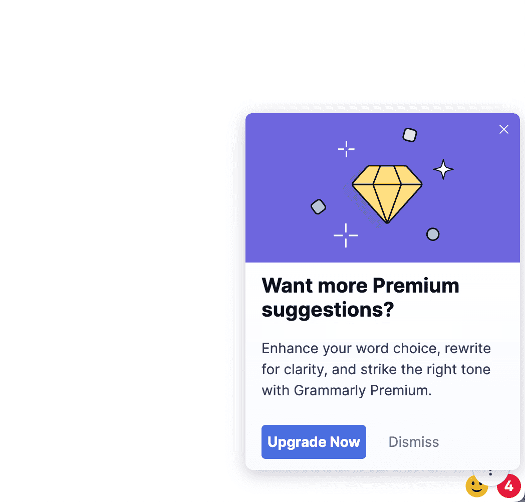 Grammarly popup