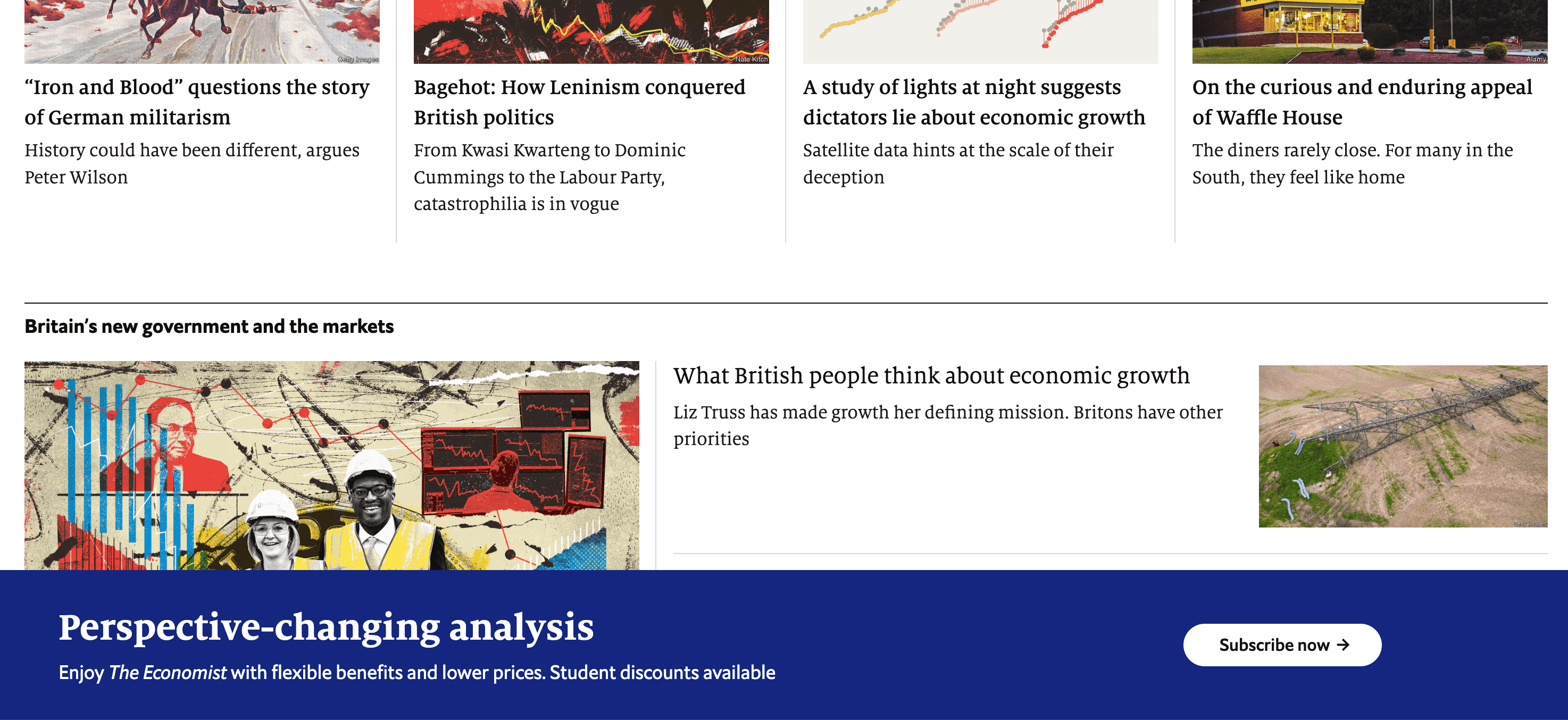 A popup shown on The Economist