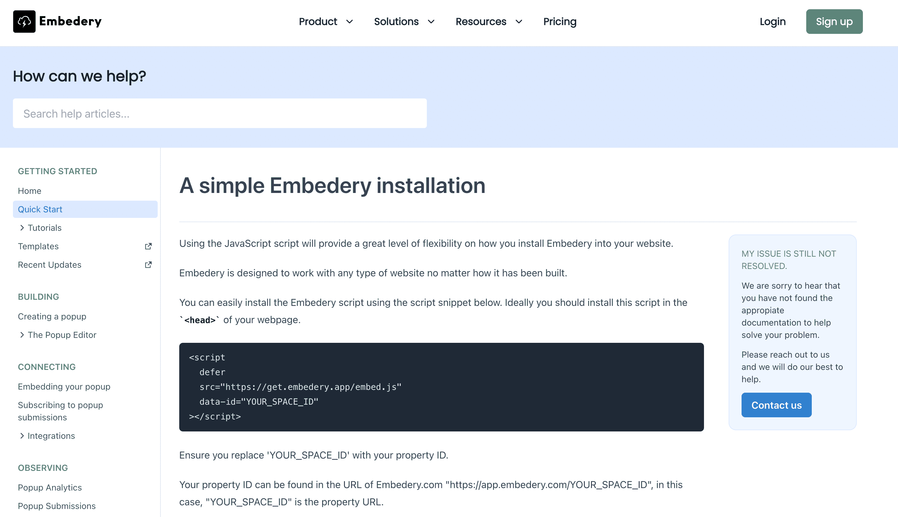 Embedery documentation website