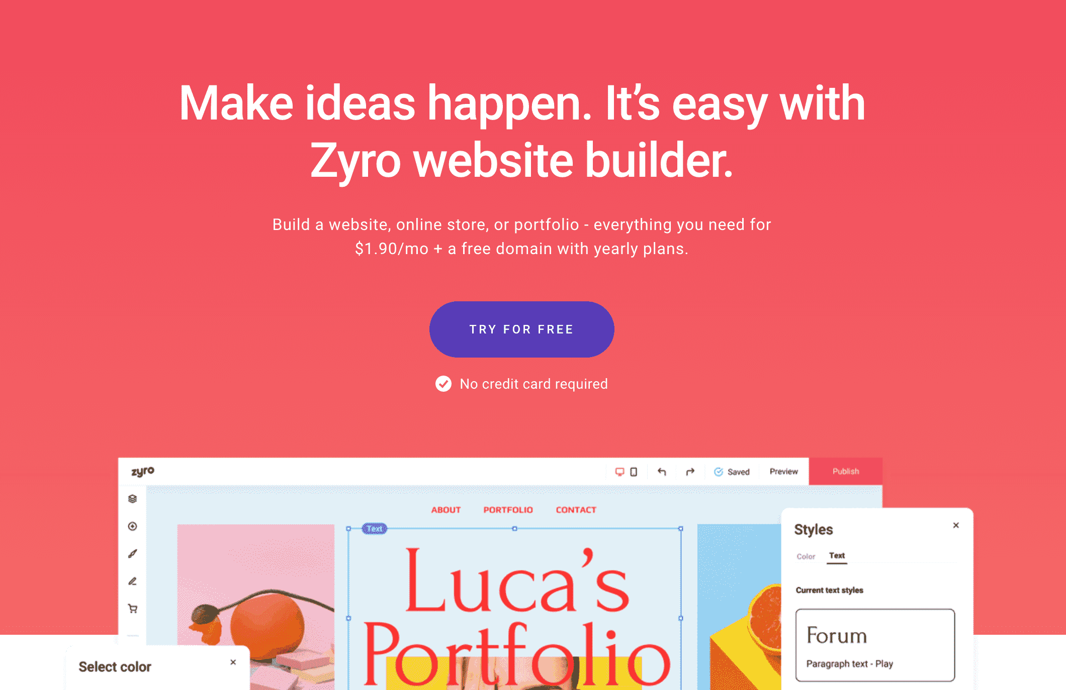 Zyro homepage